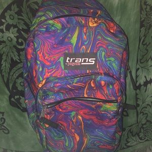 Trans Jansport tie dye neon rainbow backpack RARE